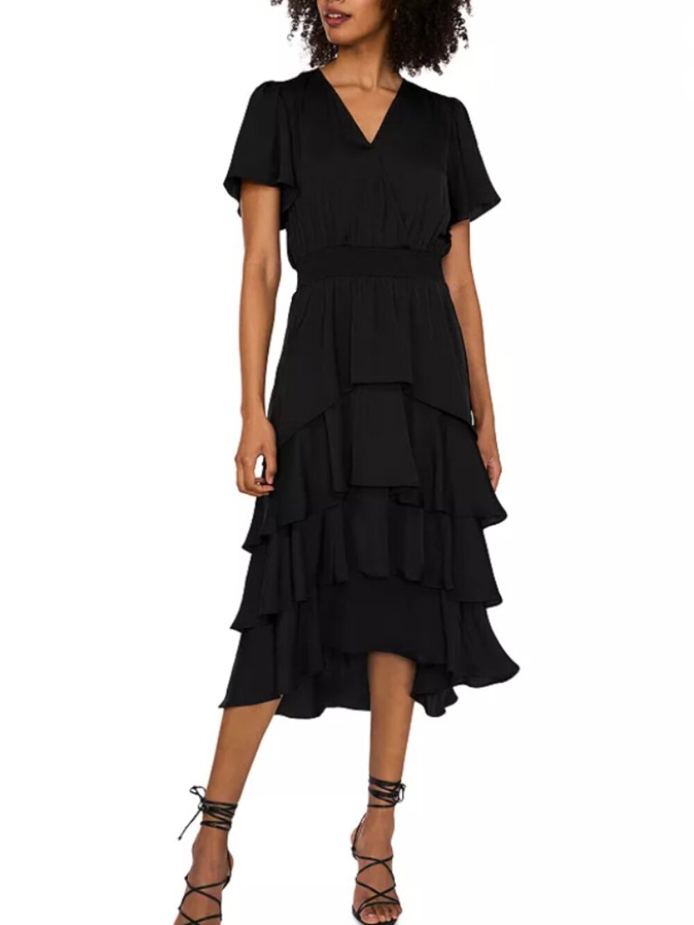 Vince Camuto Flutter Sleeve Tiered Dress